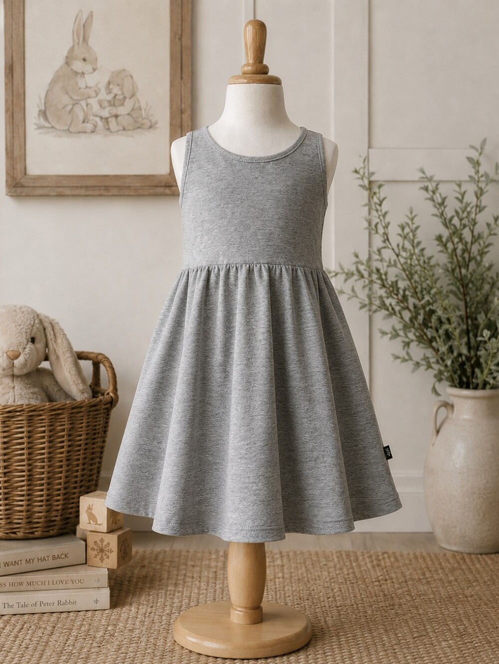 Jax & Lennon Girls' Gray Tank Fit & Flare Dress - Soft Everyday Knit - 4/5 Years
